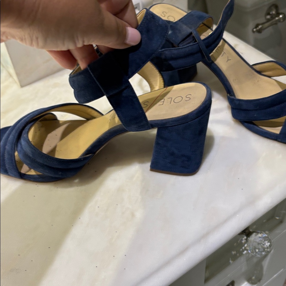 Sole Society Deep Blue Suede Heels - Picture 3 of 5